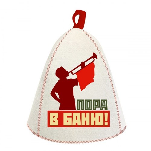 Шапка банная с принт ГлавБаня "Пора в баню!", войлок