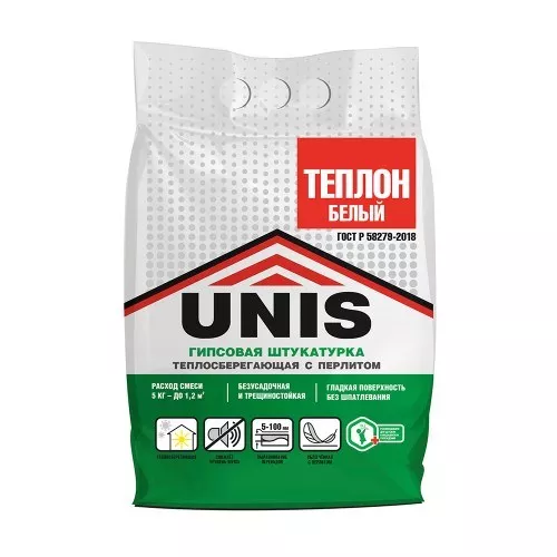 Штукатурка гипсовая Unis Теплон белый 5 кг