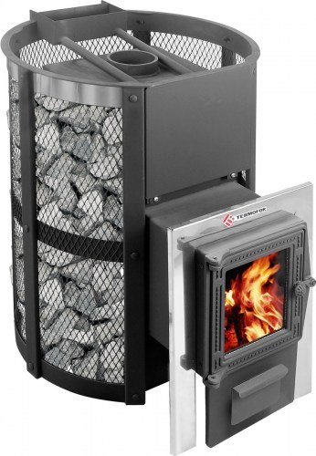 Печь Термофор Кольчуга 14-18 (чугунная дверца со стеклом+парогенератор)