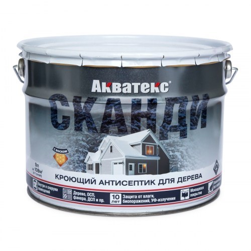 Кроющий антисептик для древесины Акватекс Сканди карамель 9 л