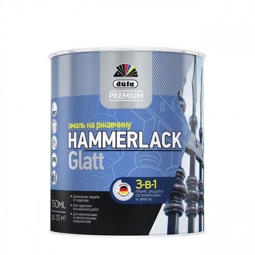 Эмаль на ржавчину Dufa Premium Hammerlack гладкая RAL 6005 зелёная 0,75 л