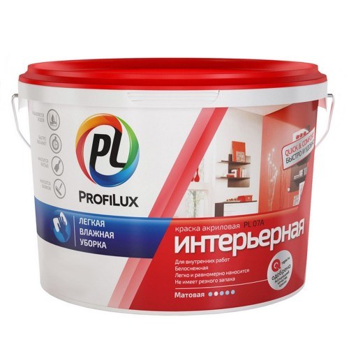 Краска акриловая Profilux PL-07A интерьерная супербелая 7 кг