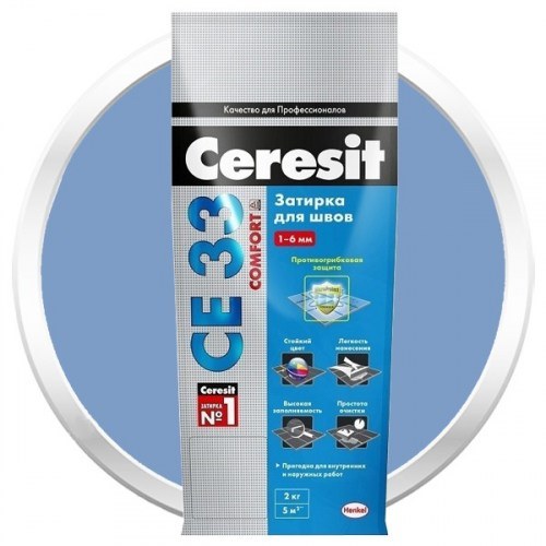 Затирка цементная Ceresit CE 33 Comfort Голубой №82 2 кг