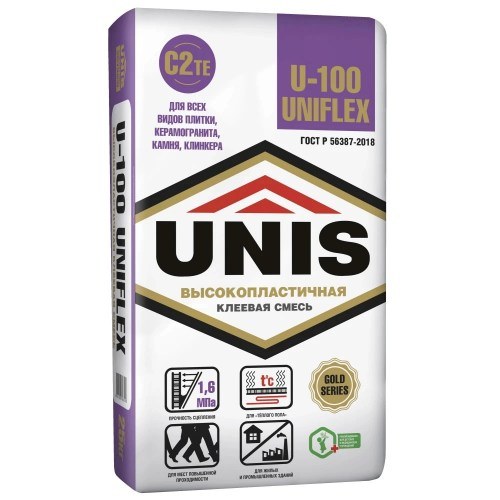 Клей для плитки Unis Uniflex U-100 эластичный 25 кг