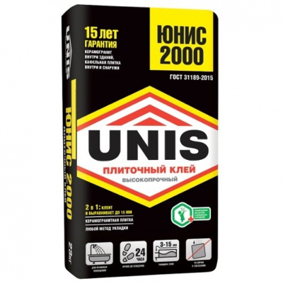 Клей для плитки Unis 2000 25 кг