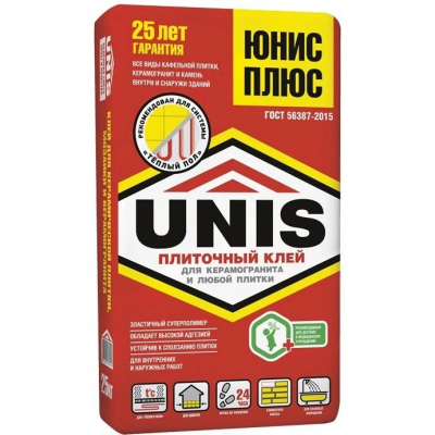 Клей для плитки Unis Плюс 25 кг