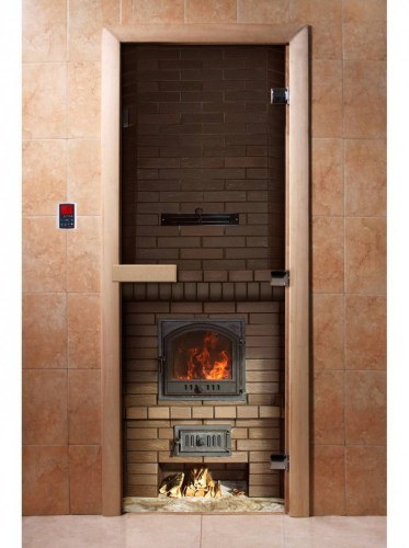 Дверь для сауны стеклянная DoorWood с фотопечатью A040