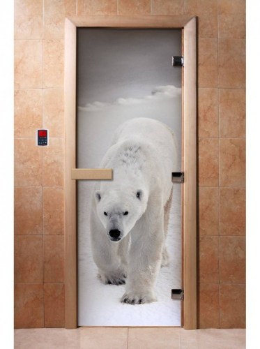 Дверь для сауны стеклянная DoorWood с фотопечатью A062