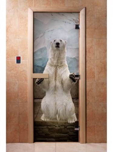 Дверь для сауны стеклянная DoorWood с фотопечатью A063