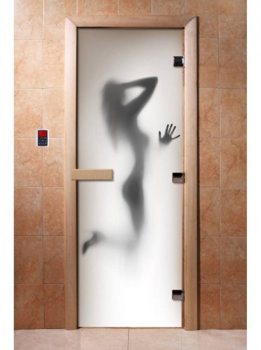 Дверь для сауны стеклянная DoorWood с фотопечатью A070