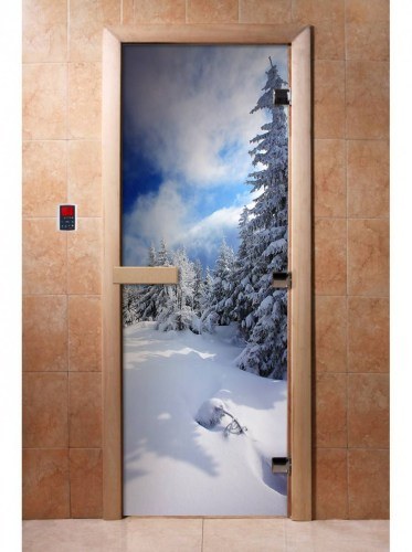 Дверь для сауны стеклянная DoorWood с фотопечатью A081