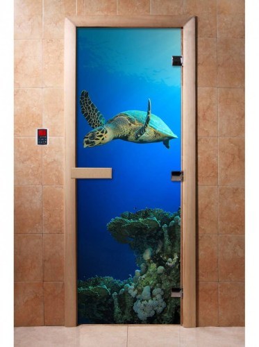 Дверь для сауны стеклянная DoorWood с фотопечатью A086