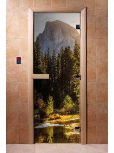 Дверь для сауны стеклянная DoorWood с фотопечатью A090