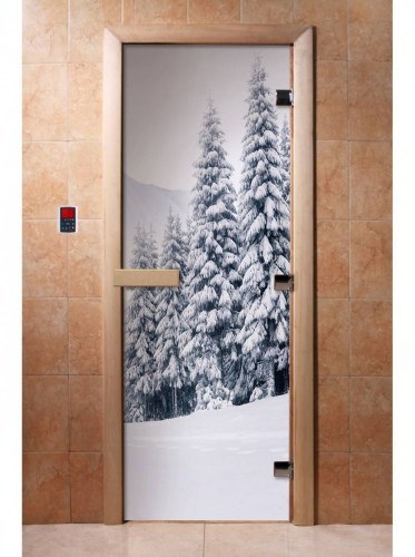 Дверь для сауны стеклянная DoorWood с фотопечатью A091