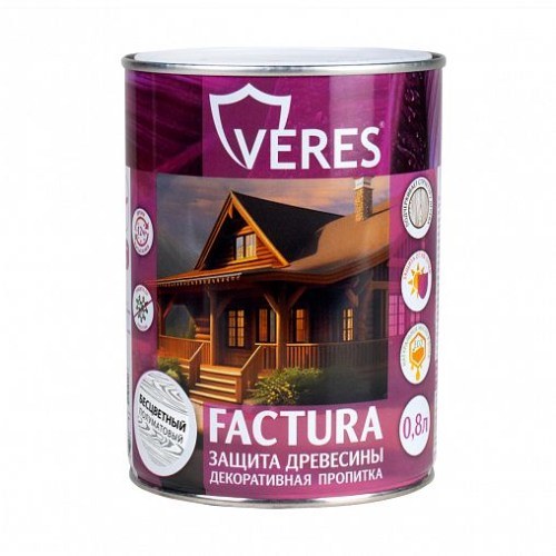 Защитно-декоративное покрытие для древесины Veres Factura Бесцветный 3л.