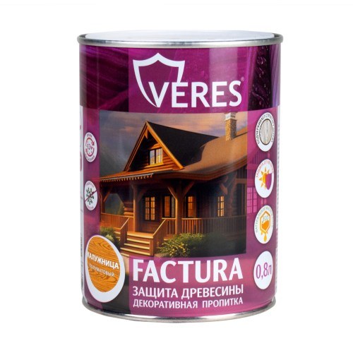 Защитно-декоративное покрытие для древесины Veres Factura Калужница 0,8л.