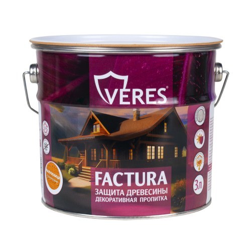 Защитно-декоративное покрытие для древесины Veres Factura Калужница 3л.