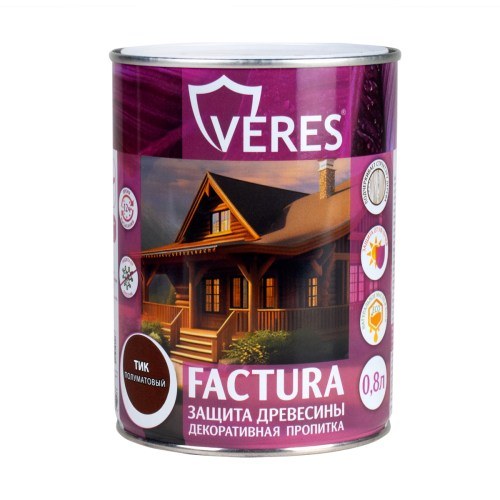 Защитно-декоративное покрытие для древесины Veres Factura Тик 0,8л.
