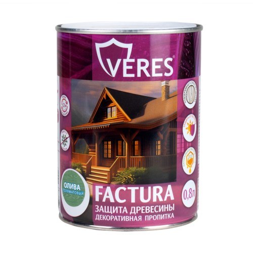Защитно-декоративное покрытие для древесины Veres Factura Олива 0,8л.