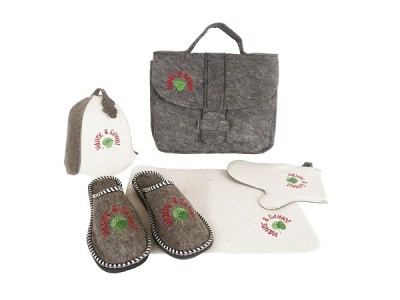 Набор Радуга Портфель с вышивкой (шапка, коврик, рукавица, тапочки)