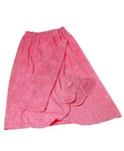 Комплект махровый женский Радуга (накидка, тапки, чалма)