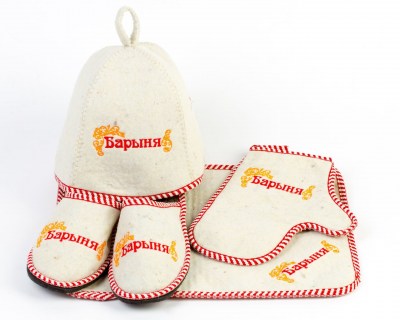 Набор для бани Радуга войлок с вышивкой женский Барыня