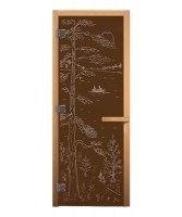 Дверь для бани/сауны Везувий Бронза Матовая ТАЙГА 1900х700 мм (8 мм, 3 петли 716 СR)