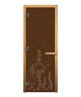 Дверь для бани/сауны Везувий Бронза Матовая РЫБКА 1900х700 мм (8 мм, 3 петли 716 CR)