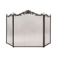 Экран каминный C39040BK (3 секции, черный с чугунным обрамлением)