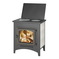 Печь-Камин Везувий ПК-04 (240) с плитой "Везувий В3" бежевый 12 кВт (200 м3) Ø 115 мм