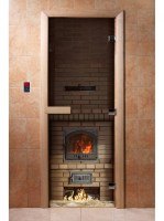 Дверь для сауны стеклянная Doorwood с фотопечатью A040