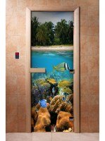Дверь для сауны стеклянная Doorwood с фотопечатью A067