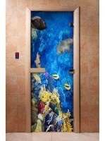 Дверь для сауны стеклянная Doorwood с фотопечатью A068