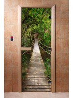 Дверь для сауны стеклянная Doorwood с фотопечатью A083
