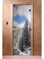 Дверь для сауны стеклянная Doorwood с фотопечатью A095