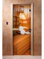 Дверь для сауны стеклянная Doorwood с фотопечатью A032
