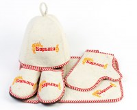 Набор для бани войлок с вышивкой женский Барыня